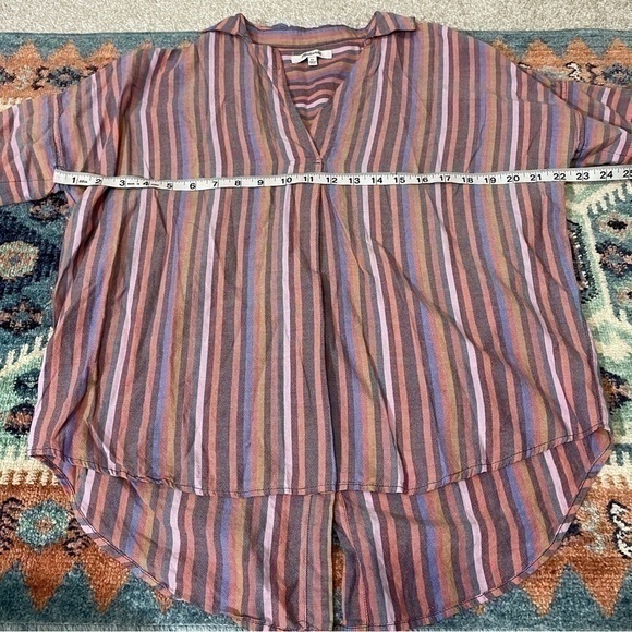 Madewell XS Courier Button Down Shirt Rainbow Stripe Back Buttons Oversized‎ - Picture 10 of 11